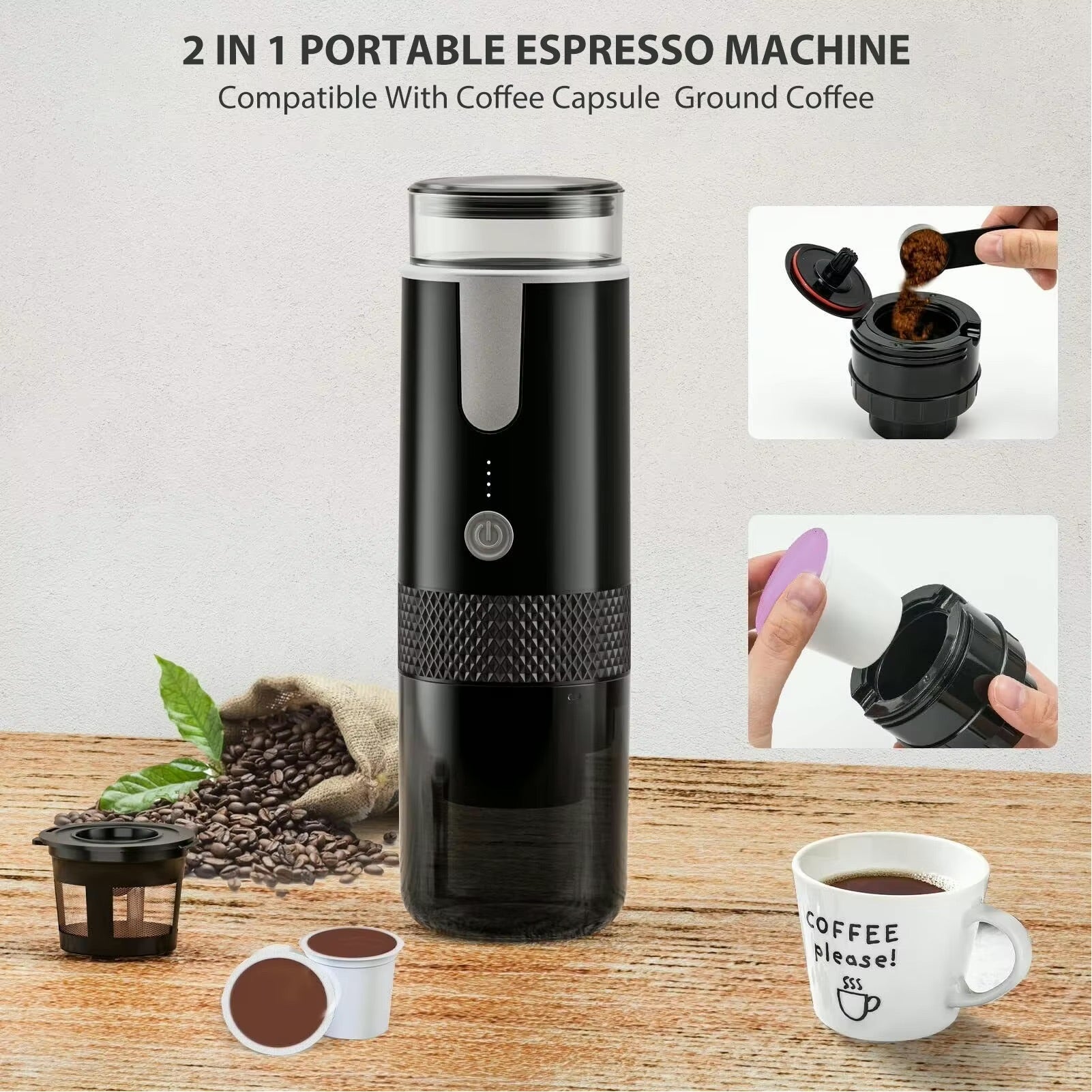 Máquina portátil elétrica de Café 2 em 1